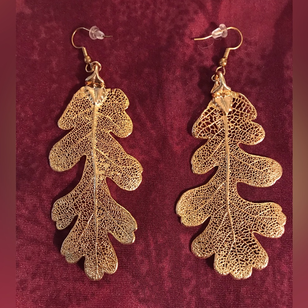Gold Dipped Oak Leaf Earrings - image 2